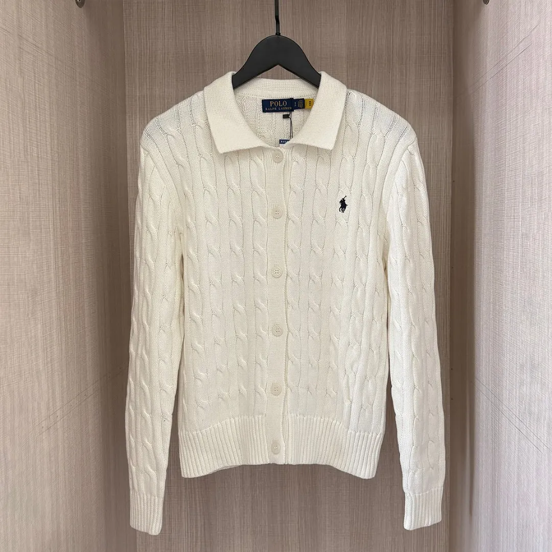 P240 RALPH LAUREN Eleven-color small label embroidered lapel long-sleeved knitted sweater men's and women's couple tops Color: white, black, navy blue (red label), navy blue (white label), apricot, gray, pink, red, khaki, blue, dark red Size: S M L XL Material: cotton Weight: 680g